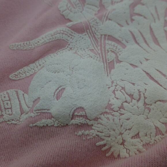 VTG Hanes Sweater Womens Large Seahorse Puff Paint Pink Graphic USA Made 90s - Picture 5 of 10